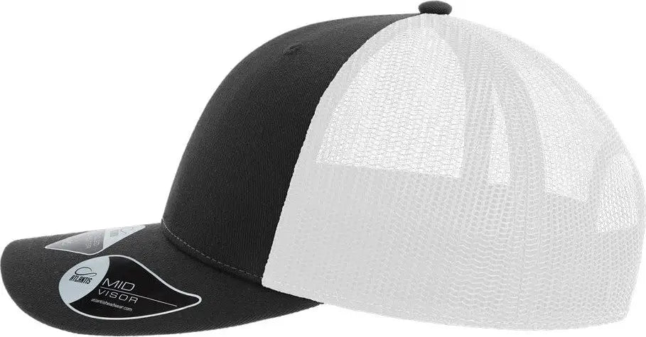 Atlantis Headwear Bryce Sustainable Trucker Cap - Black White - one Size Fits Most