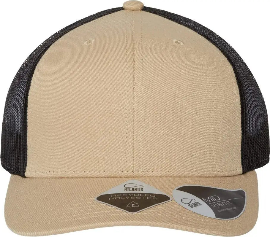 Atlantis Headwear Bryce Sustainable Trucker Cap - Khaki Black