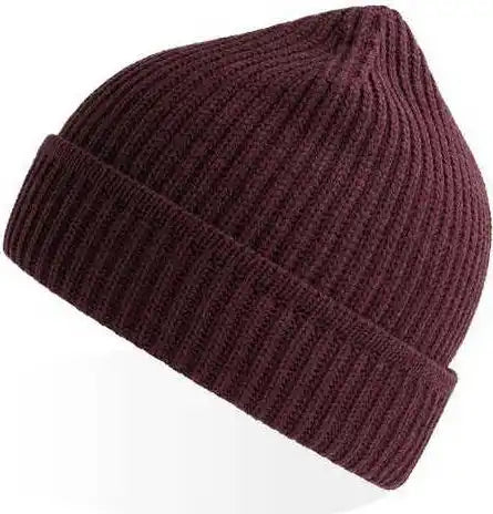 Atlantis Headwear Maple Sustainable Finish Edge Knit Beanie Burgundy Melange Maroon / Osfm