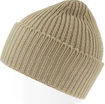 Atlantis Headwear Oak - Sustainable Chunky Rib Knit Beanie - Light Beige - Khaki / Osfm