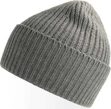 Atlantis Headwear Oak - Sustainable Chunky Rib Knit Beanie - Light Gray Melange - Osfm