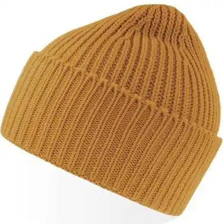 Atlantis Headwear Oak - Sustainable Chunky Rib Knit Beanie - Mustard Yellow - Gold / Osfm
