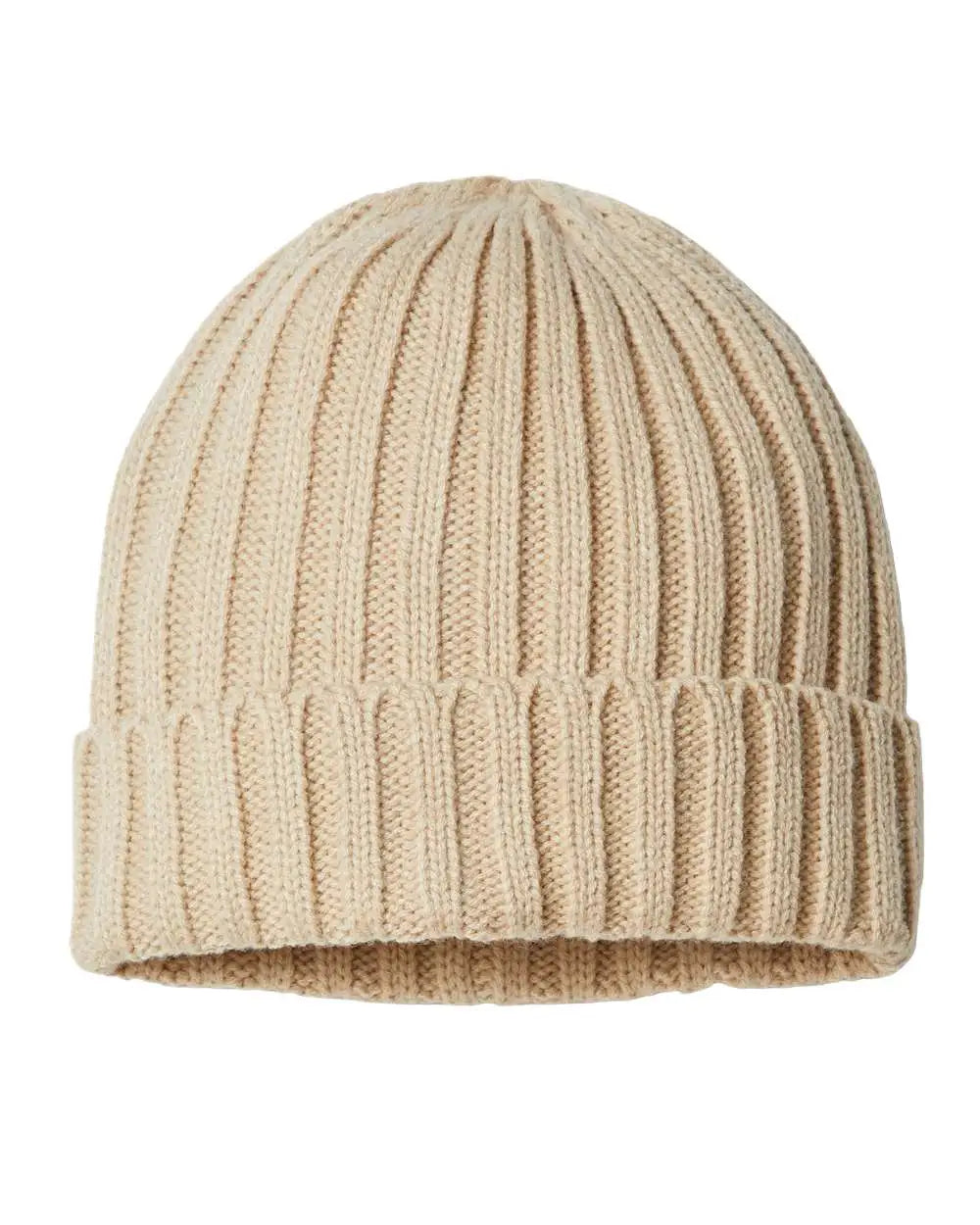 Atlantis Headwear Shore Sustainable Cable Knit Cuffed Beanie - Light Beige - Khaki / one Size Fits Most