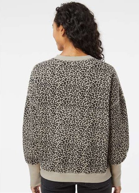 Atmosphere/ Black Leopard Women&#39;s Sueded Fleece Crewneck Sweatshirt - W22712