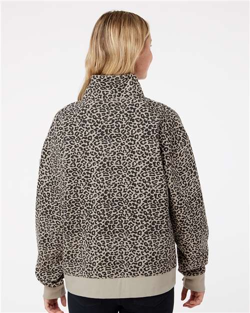 Atmosphere/ Black Leopard Women&#39;s Sueded Fleece Quarter-Zip Sweatshirt - W22713