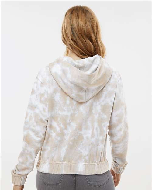 Atmosphere Women's Sueded Fleece Tie-Dyed Crop Hooded Sweatshirt - W23718 plain
