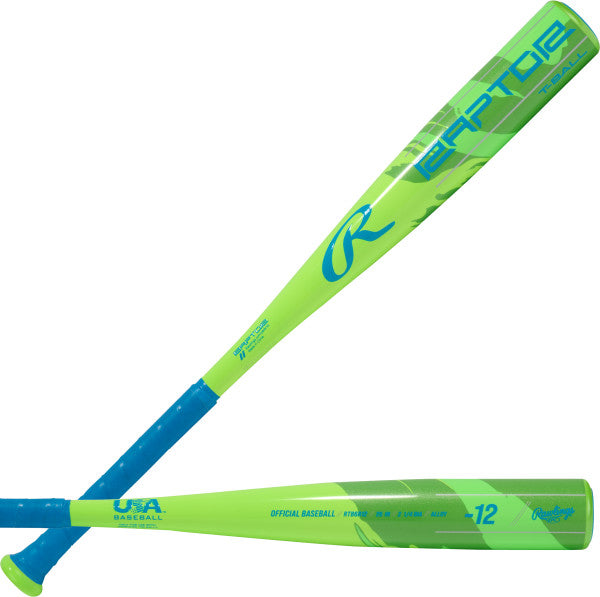 Rawlings 2026 Raptor (-12) USA Approved Tee Ball Bat RTB6R12 - Green Lime - HIT a Double 1