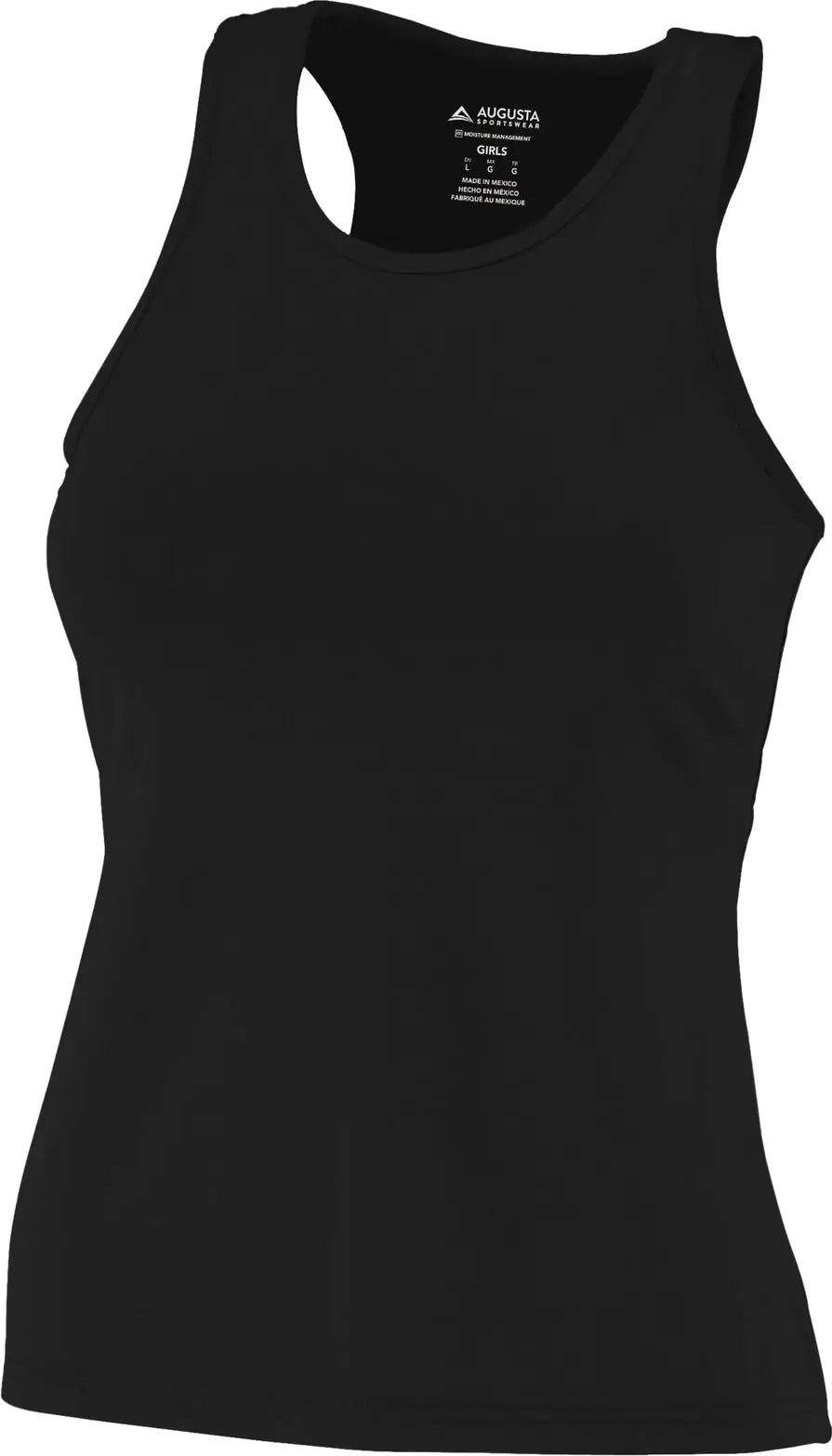 Augusta 1203 Gls Poly/spandex Solid Racerback Tank - Black - Girls s