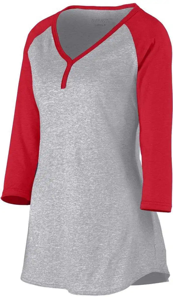 Augusta 1263 Ladies Rave Henley - Light Gray Red