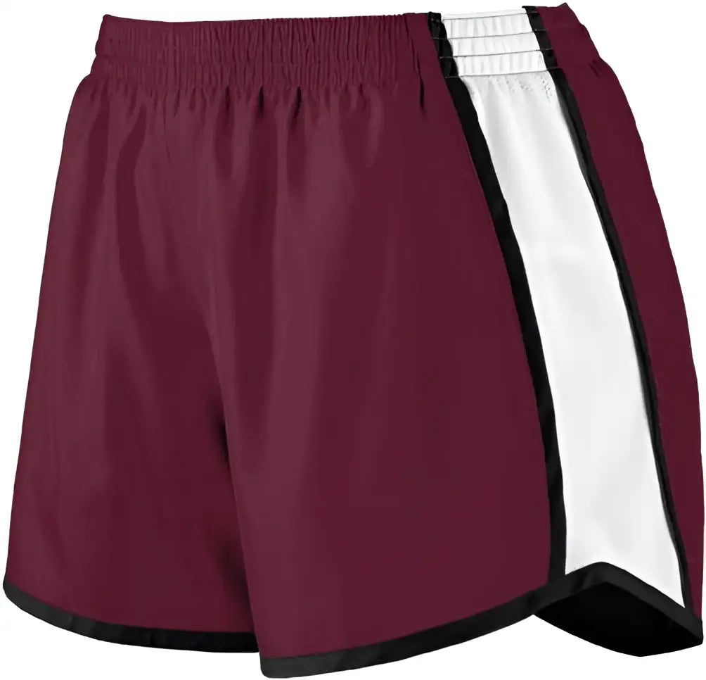 Augusta 1265 Ladies Jr Fit Pulse Team Short - Maroon White Black