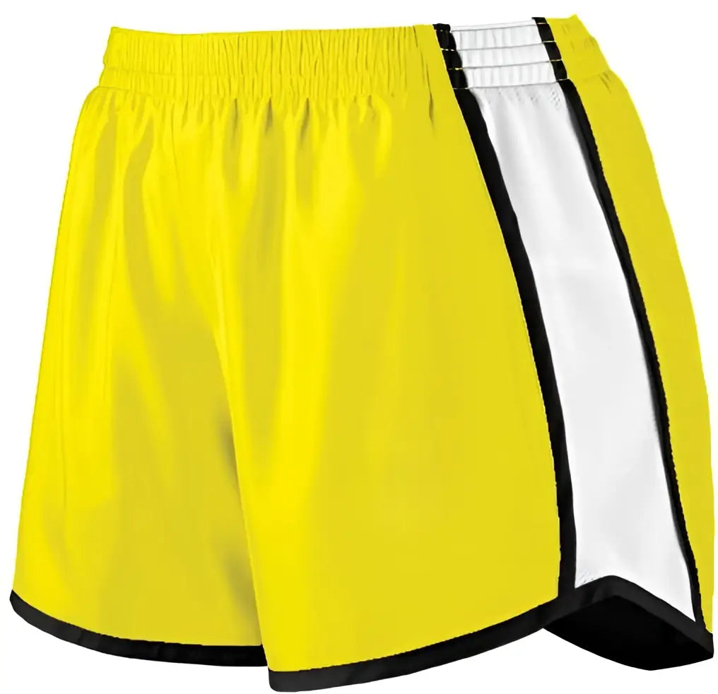 Augusta 1265 Ladies Jr Fit Pulse Team Short - Power Yellow White Black - s
