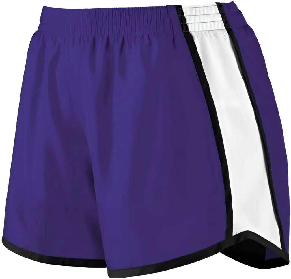 Augusta 1265 Ladies Jr Fit Pulse Team Short - Purple White Black - s