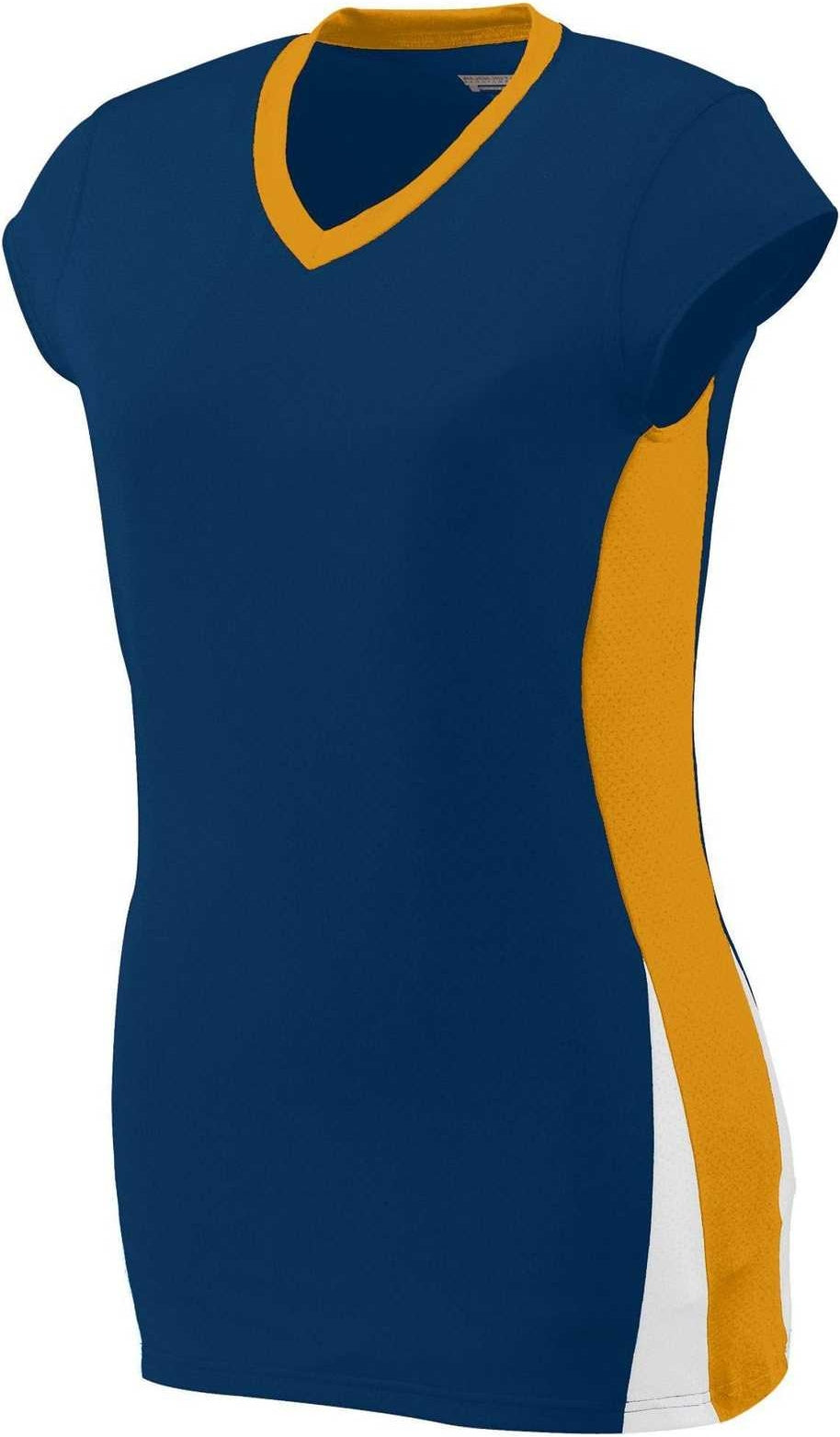 Augusta 1311 Girls Hit Jersey - Navy Gold White