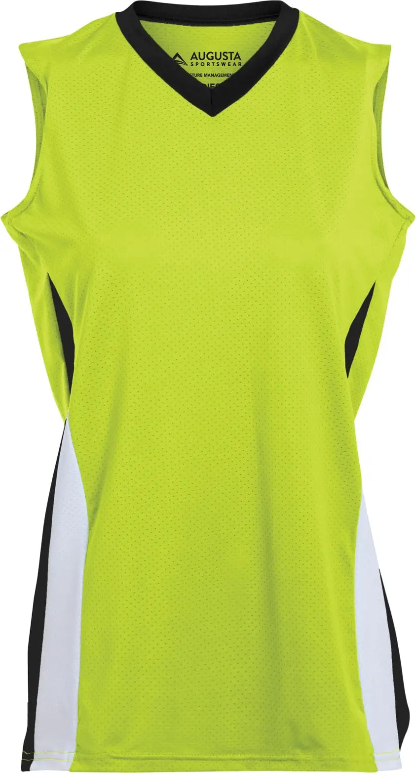 Augusta 1355 Ladies Tornado Jersey - Lime Black White - s