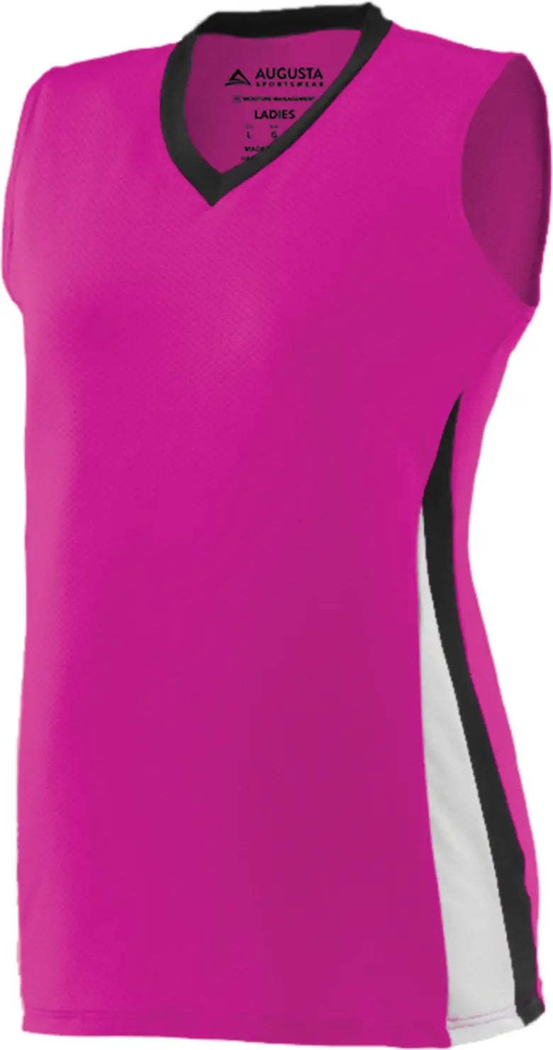Augusta 1355 Ladies Tornado Jersey - Power Pink Black White - s