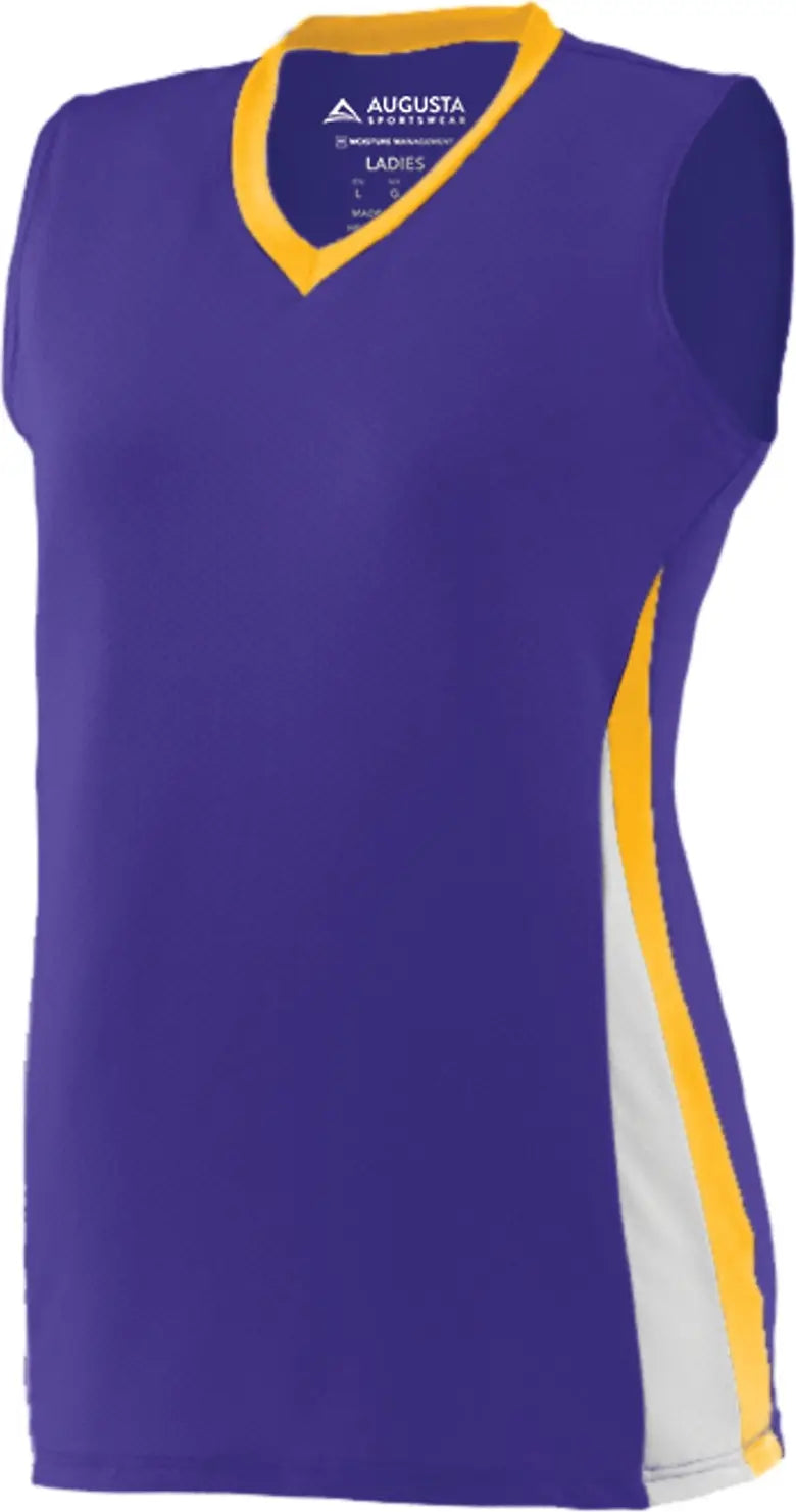 Augusta 1355 Ladies Tornado Jersey - Purple Gold White - s