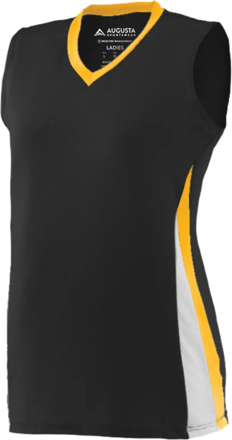Augusta 1356 Girls Tornado Jersey - Black Gold White - s
