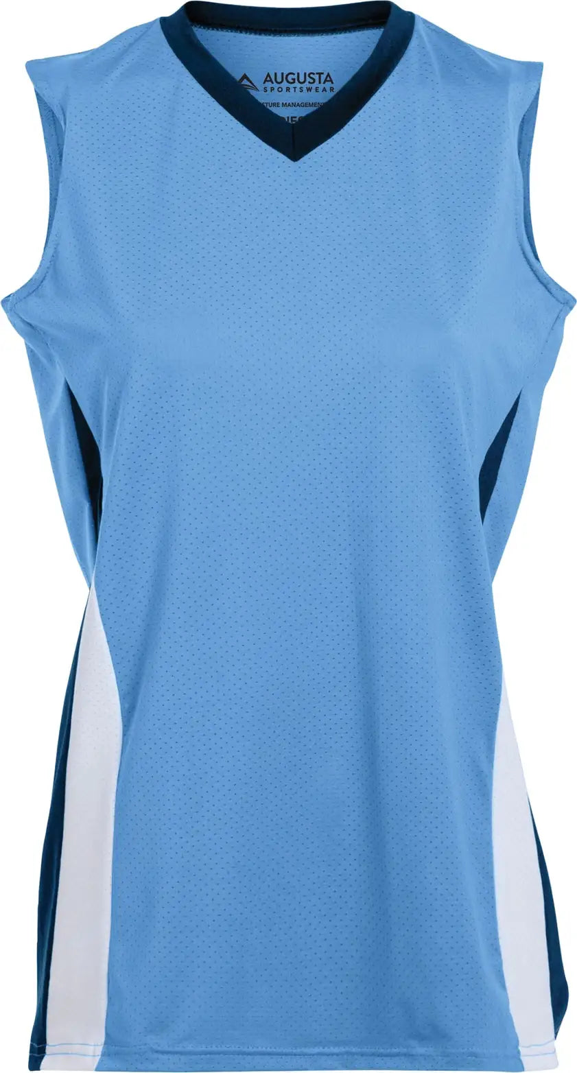 Augusta 1356 Girls Tornado Jersey - Columbia Blue Navy White