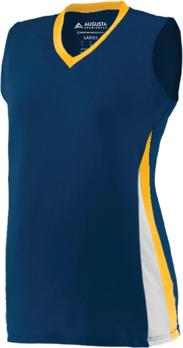 Augusta 1356 Girls Tornado Jersey - Navy Gold White - s