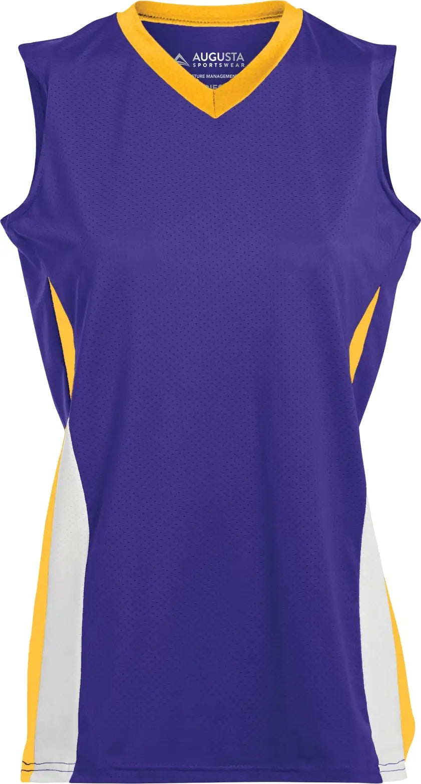 Augusta 1356 Girls Tornado Jersey - Purple Gold White - s