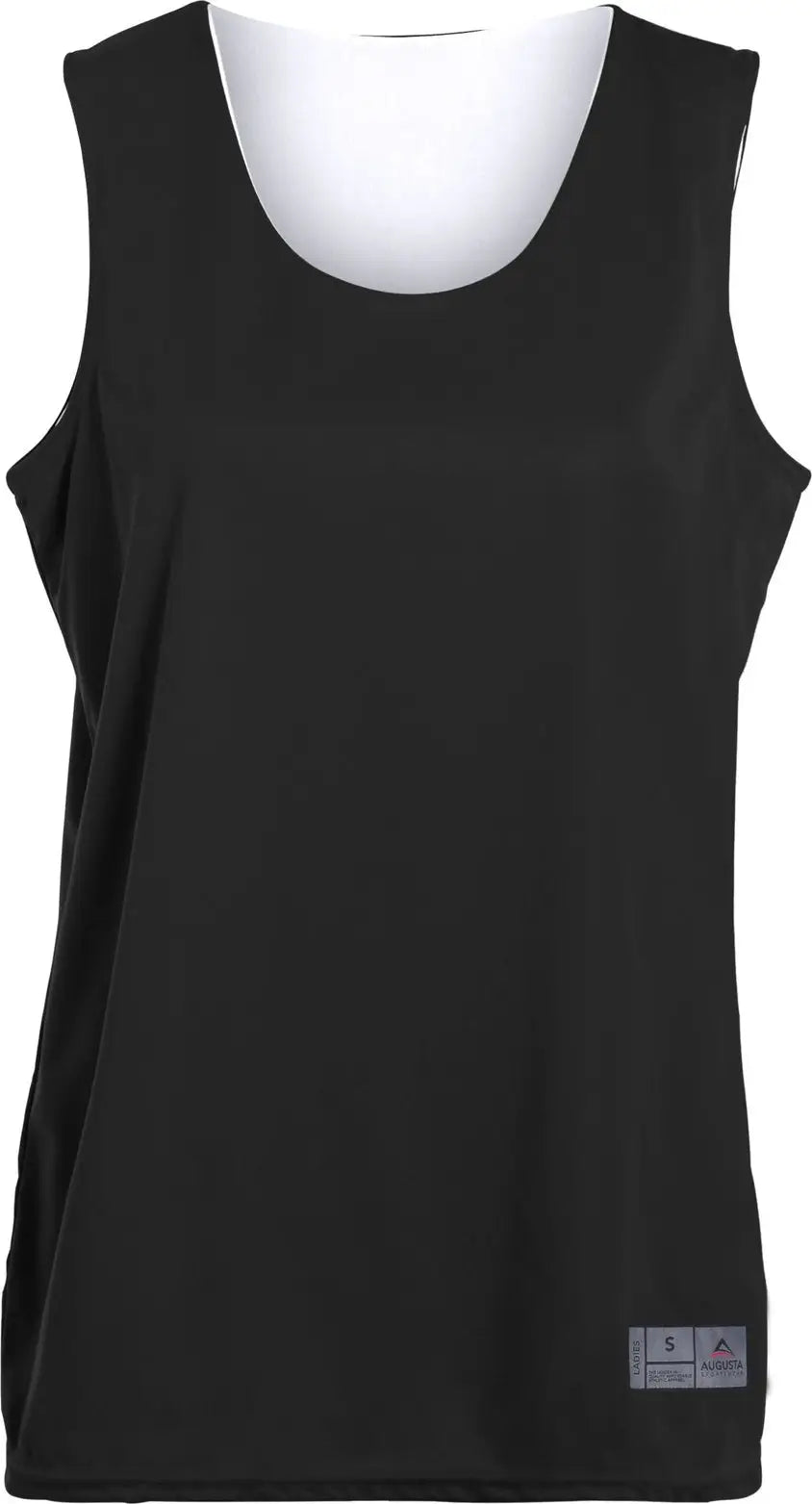 Augusta 147 Ladies Reversible Wicking Tank - Black White - s