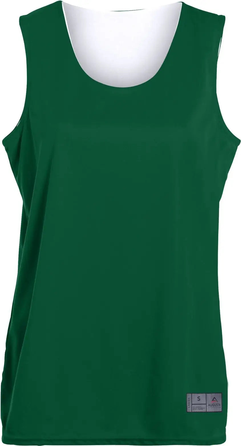 Augusta 147 Ladies Reversible Wicking Tank - Dark Green White