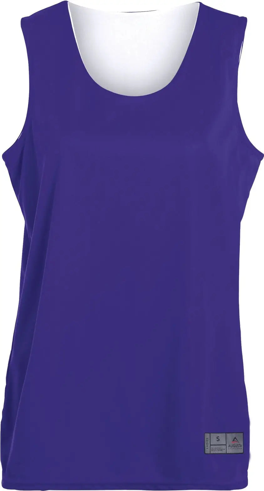 Augusta 147 Ladies Reversible Wicking Tank - Purple White - s