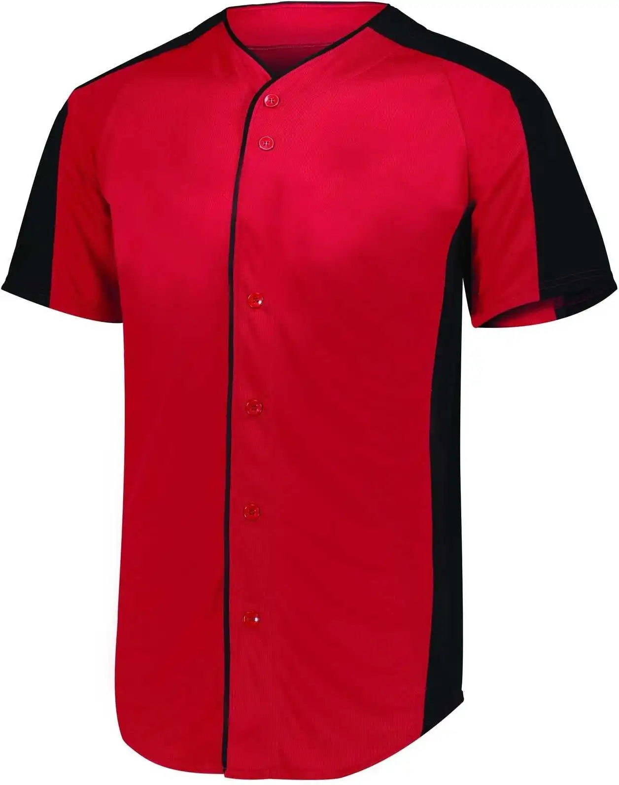 Augusta 1656 Youth Full-button Baseball Jersey - Red Black