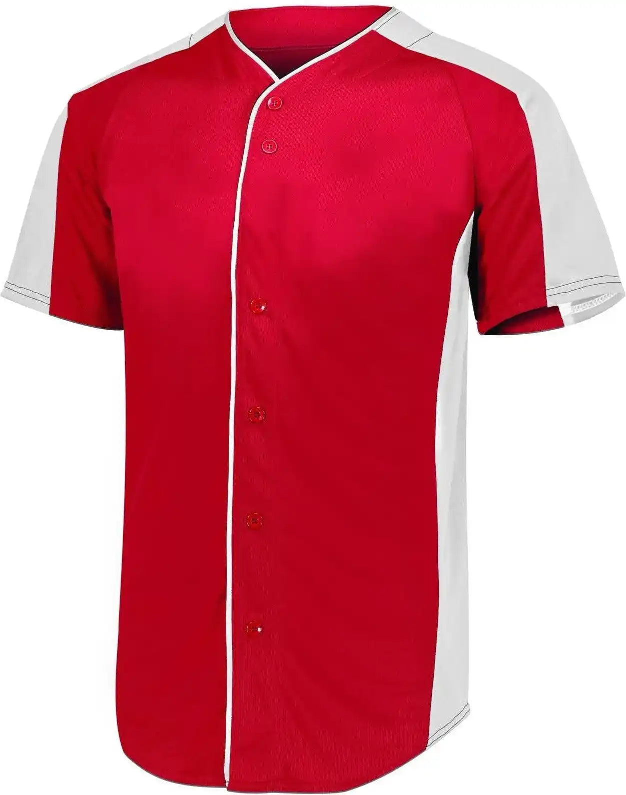 Augusta 1656 Youth Full-button Baseball Jersey - Red White