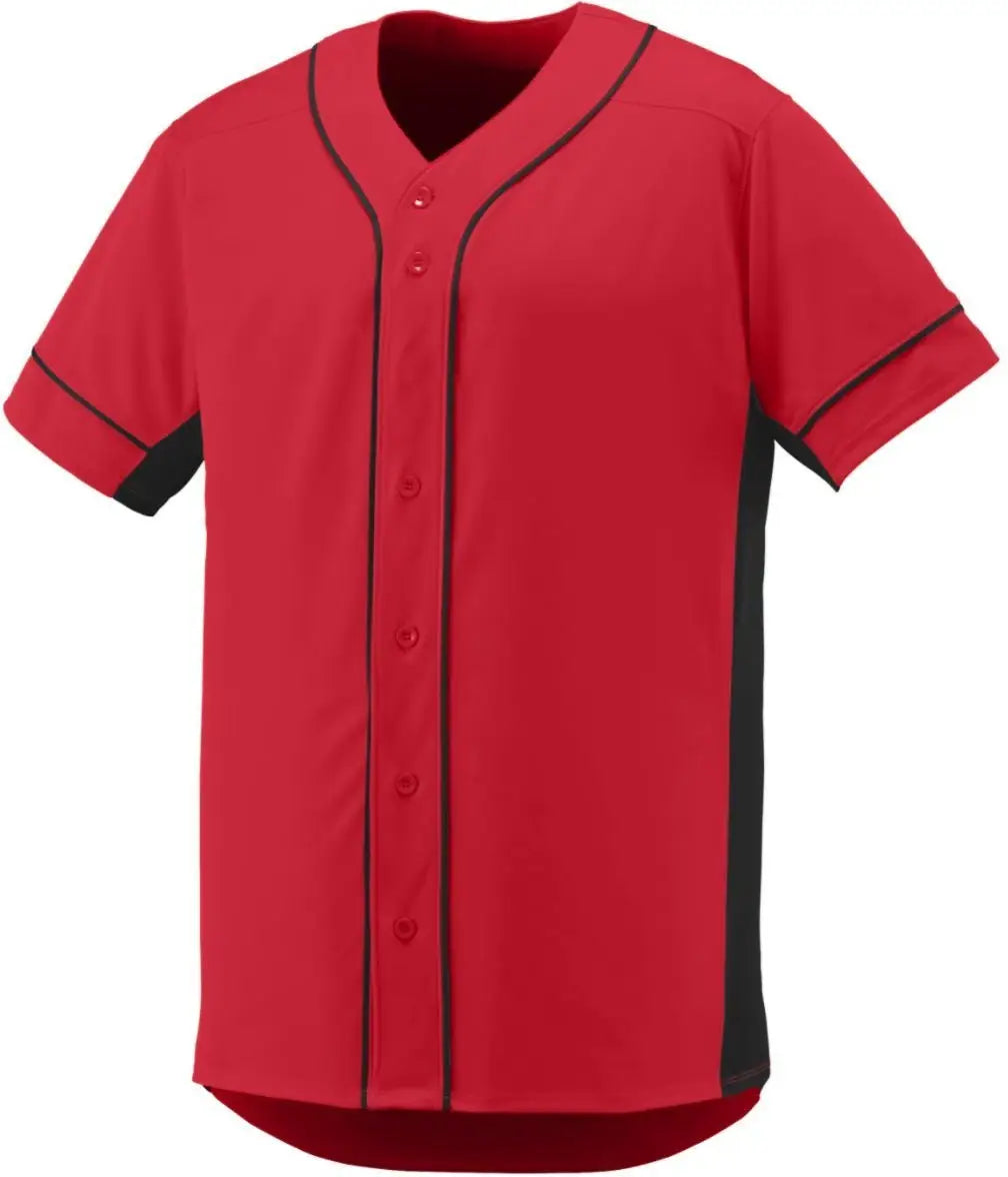 Augusta 1660 Slugger Full Button Jersey - Red Black - Adult s