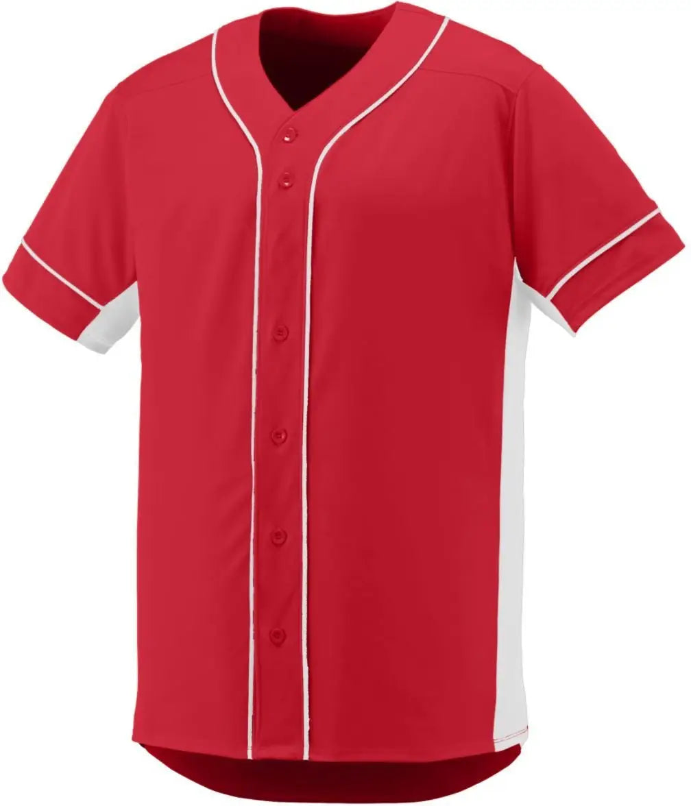 Augusta 1660 Slugger Full Button Jersey - Red White - Adult s