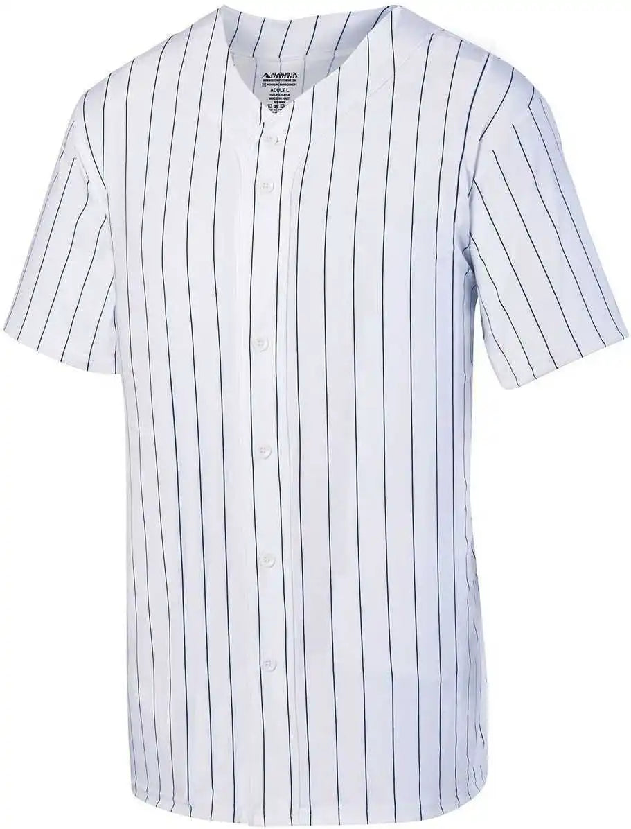 Augusta 1685 Pinstripe Full Button Baseball Jersey White Navy