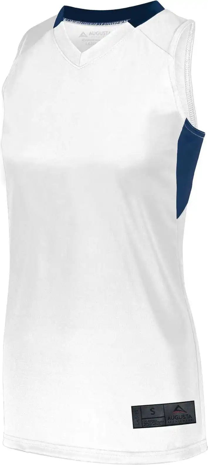 Augusta 1732 Ladies Step-back Basketball Jersey - White Navy