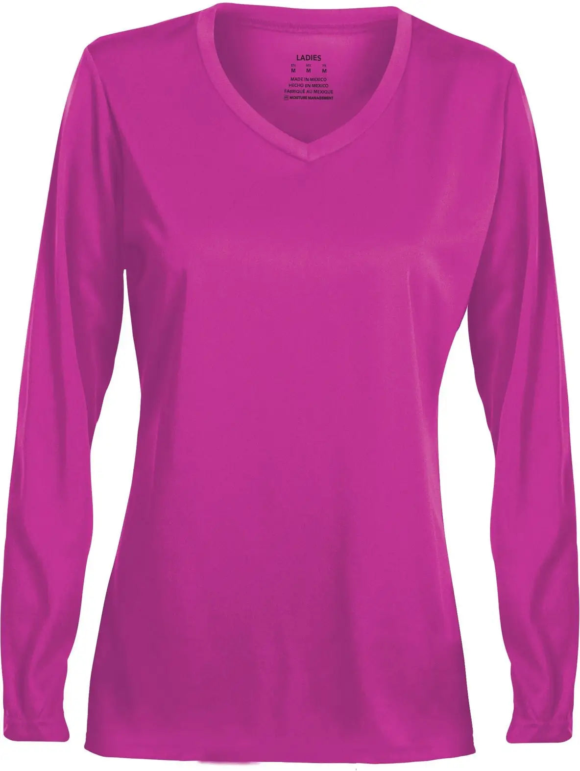 Augusta 1788 Ladies Long Sleeve Wicking T-shirt - Power Pink