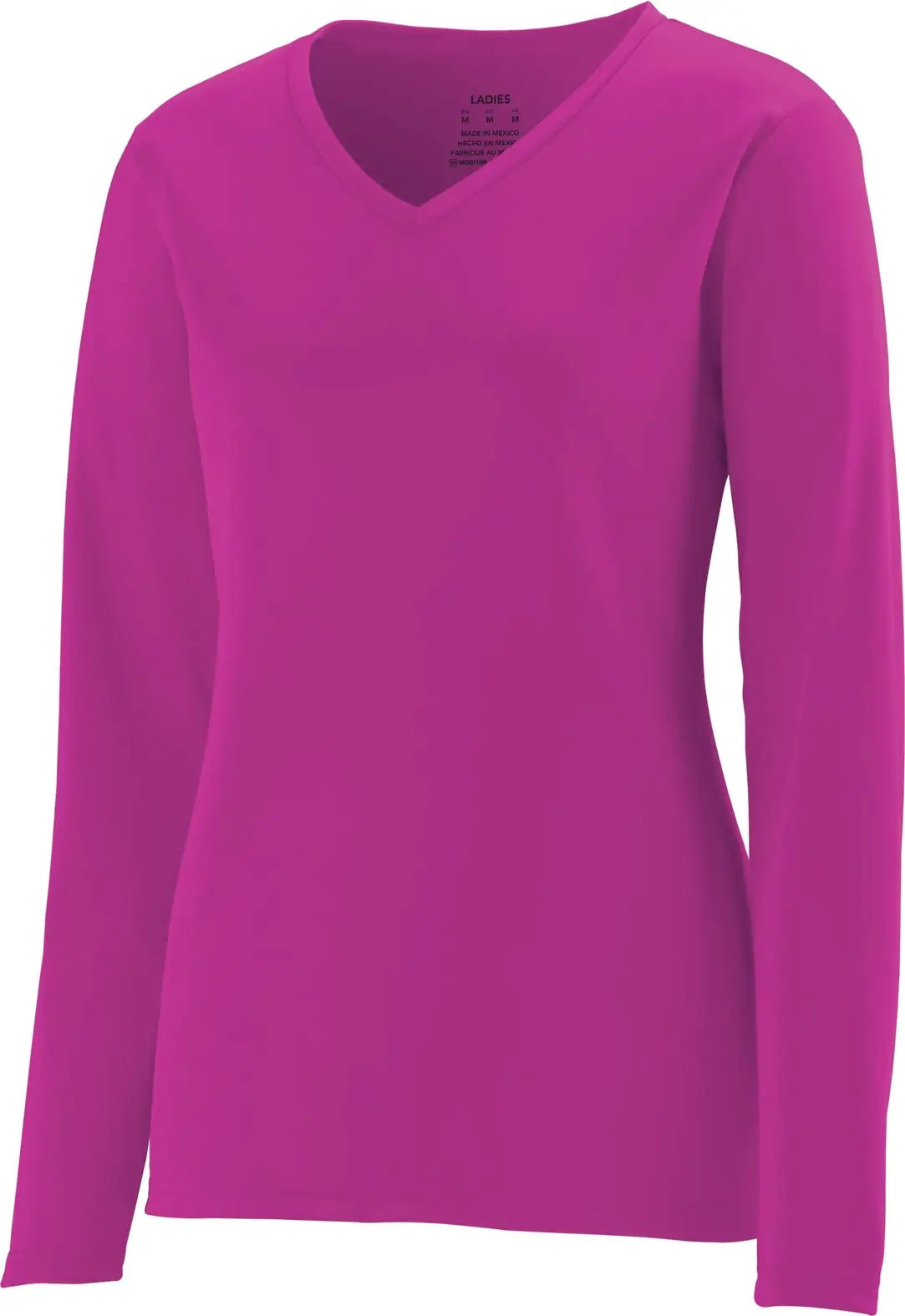 Augusta 1788 Ladies Long Sleeve Wicking T-shirt - Power Pink