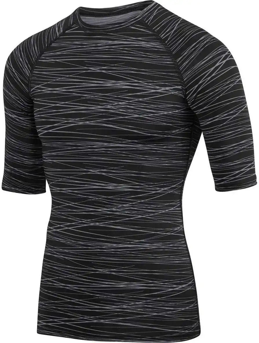 Augusta 2607 Youth Hyperform Compression Half Sleeve Shirt - Black Graphite Print