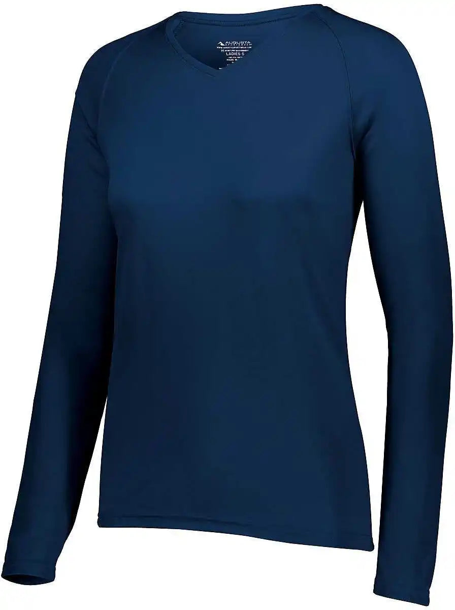 Augusta 2797 Ladies Attain Wicking Long Sleeve Shirt Navy