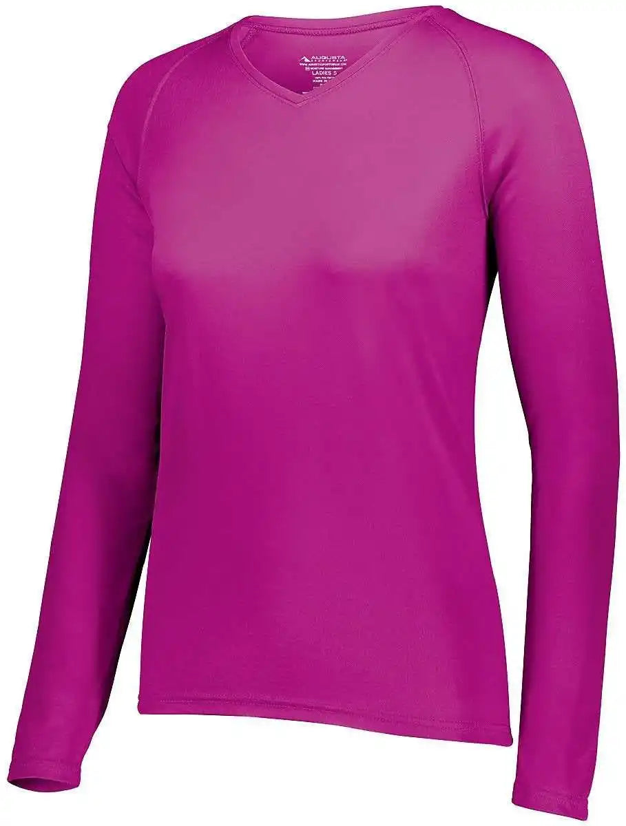 Augusta 2797 Ladies Attain Wicking Long Sleeve Shirt Power Pink