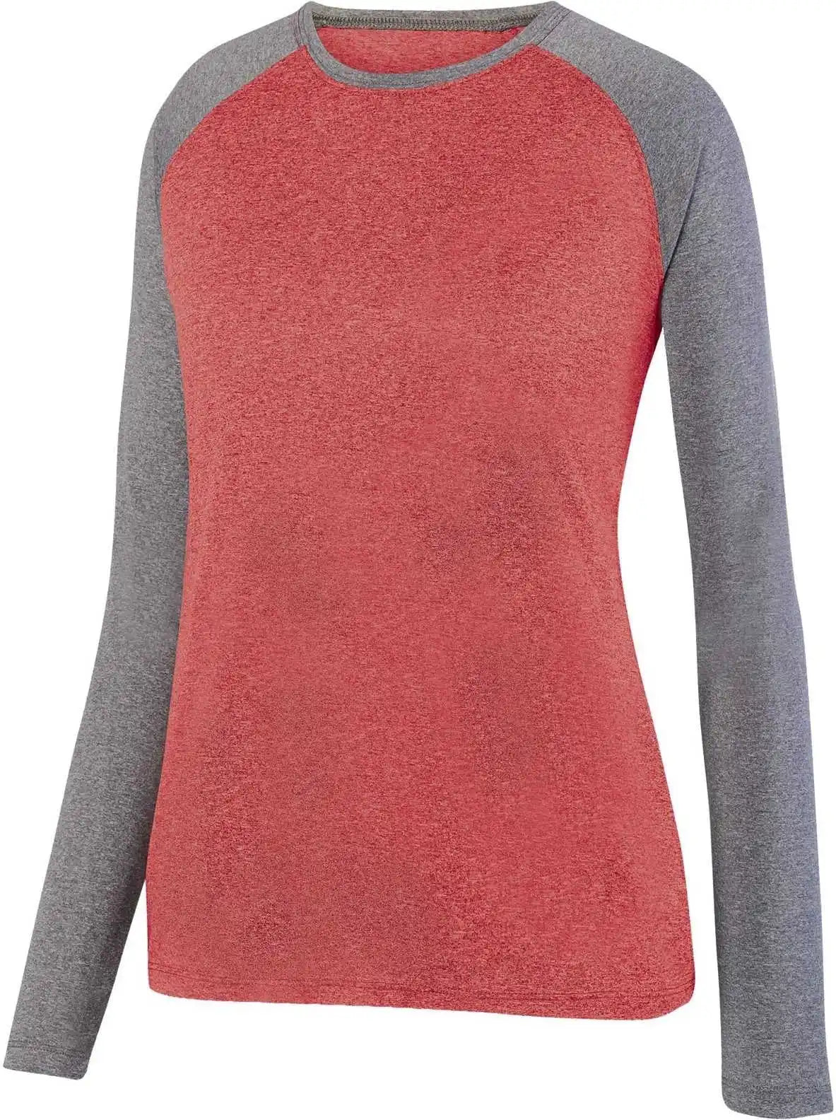 Augusta 2817 Ladies Kinergy Two Color Long Sleeve Raglan Tee Red Heather Graphite