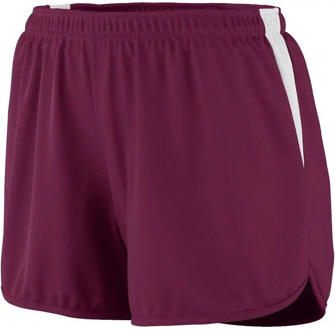 Augusta 347 Ladies Velocity Track Short - Maroon White