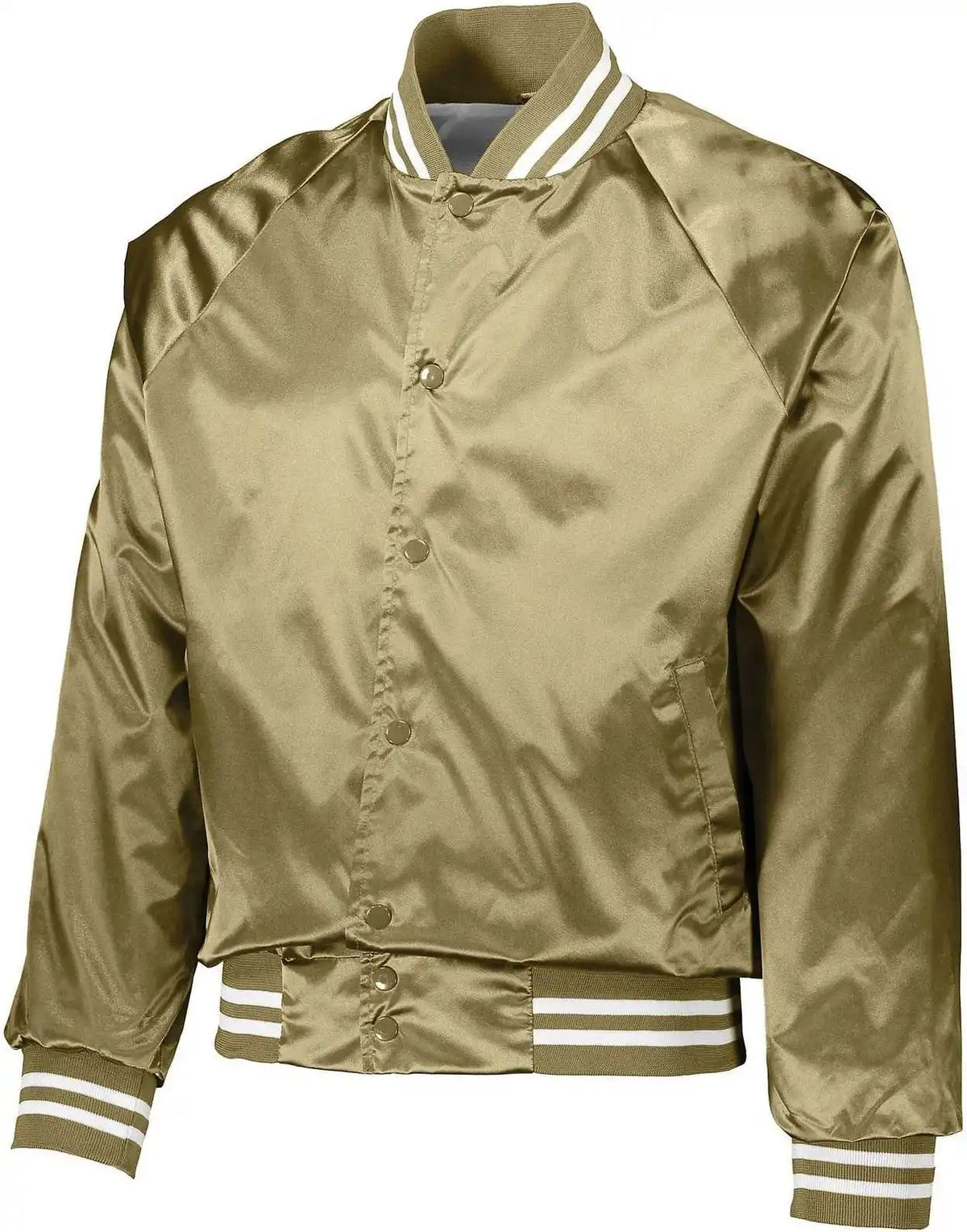 Augusta 3610 Satin Baseball Jacket/striped Trim Metalic Gold White