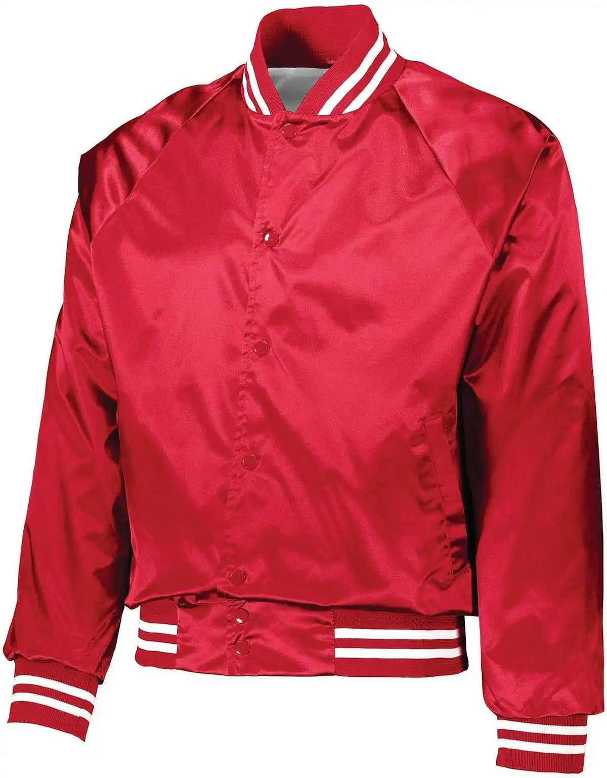 Augusta 3610 Satin Baseball Jacket/striped Trim - Red White