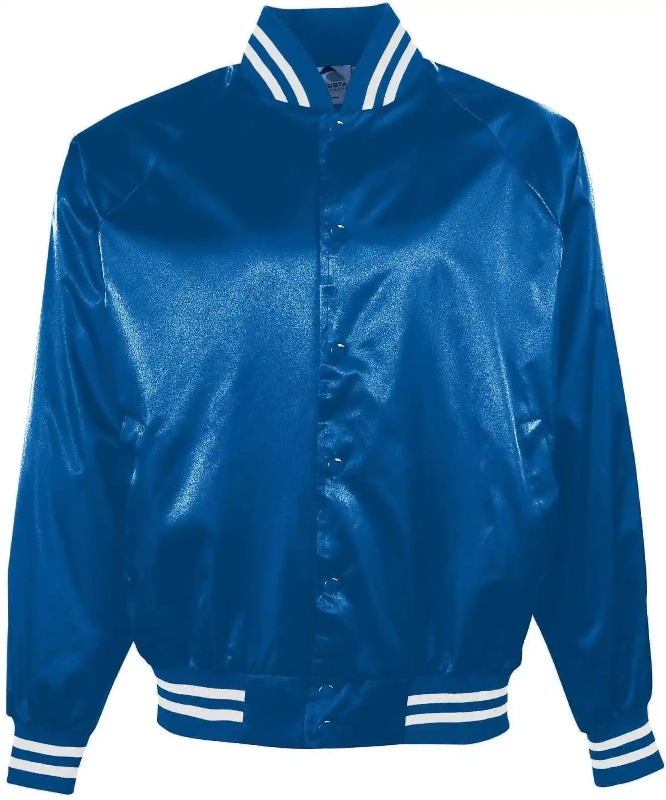 Augusta 3610 Satin Baseball Jacket/striped Trim - Royal White