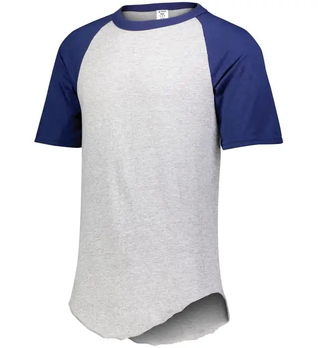 Augusta 424 Short Sleeve Baseball Jersey Youth - Athletic Heather Navy