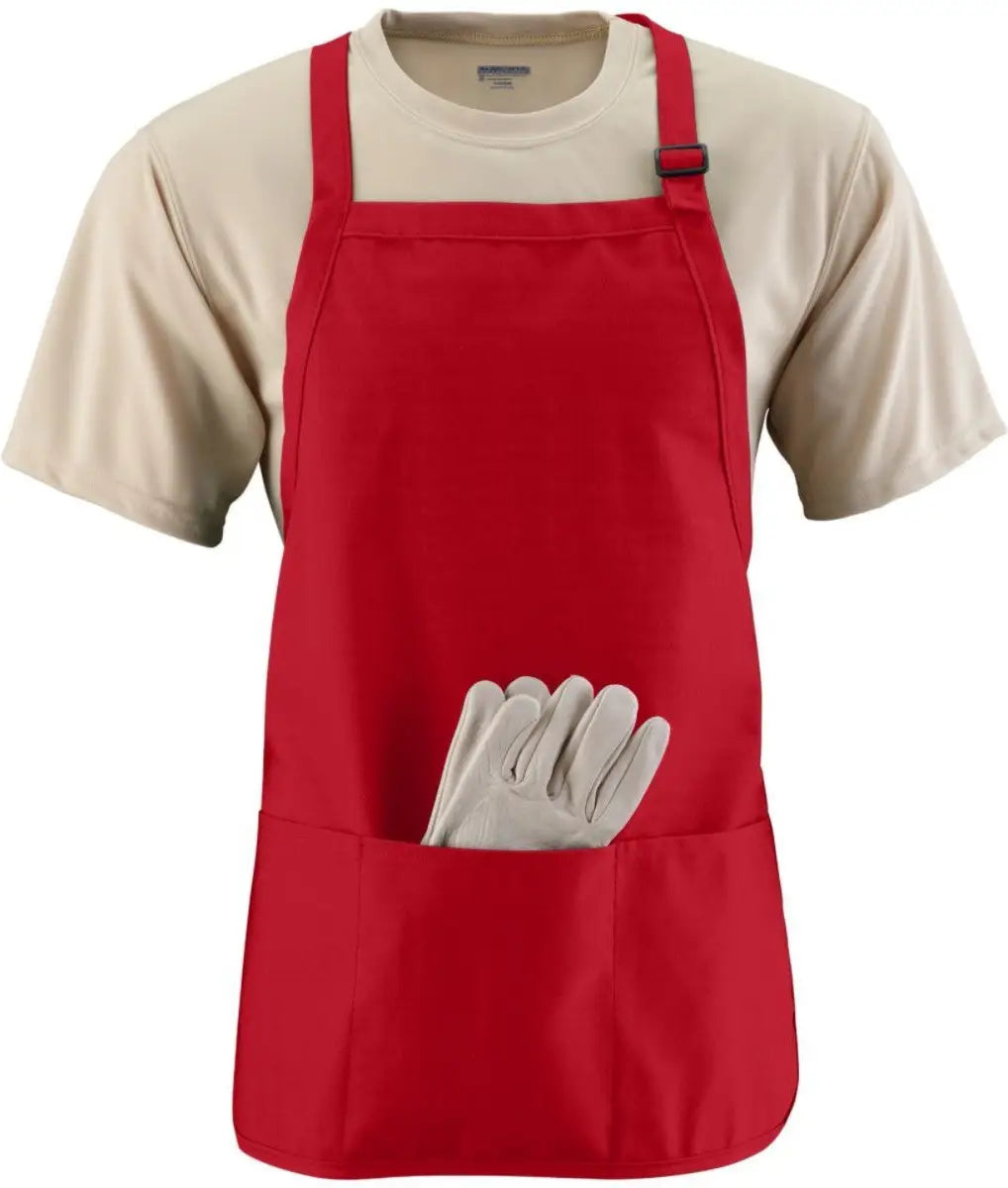 Augusta 4250 Medium Length Apron W/pch - Red - one Size Fits Most