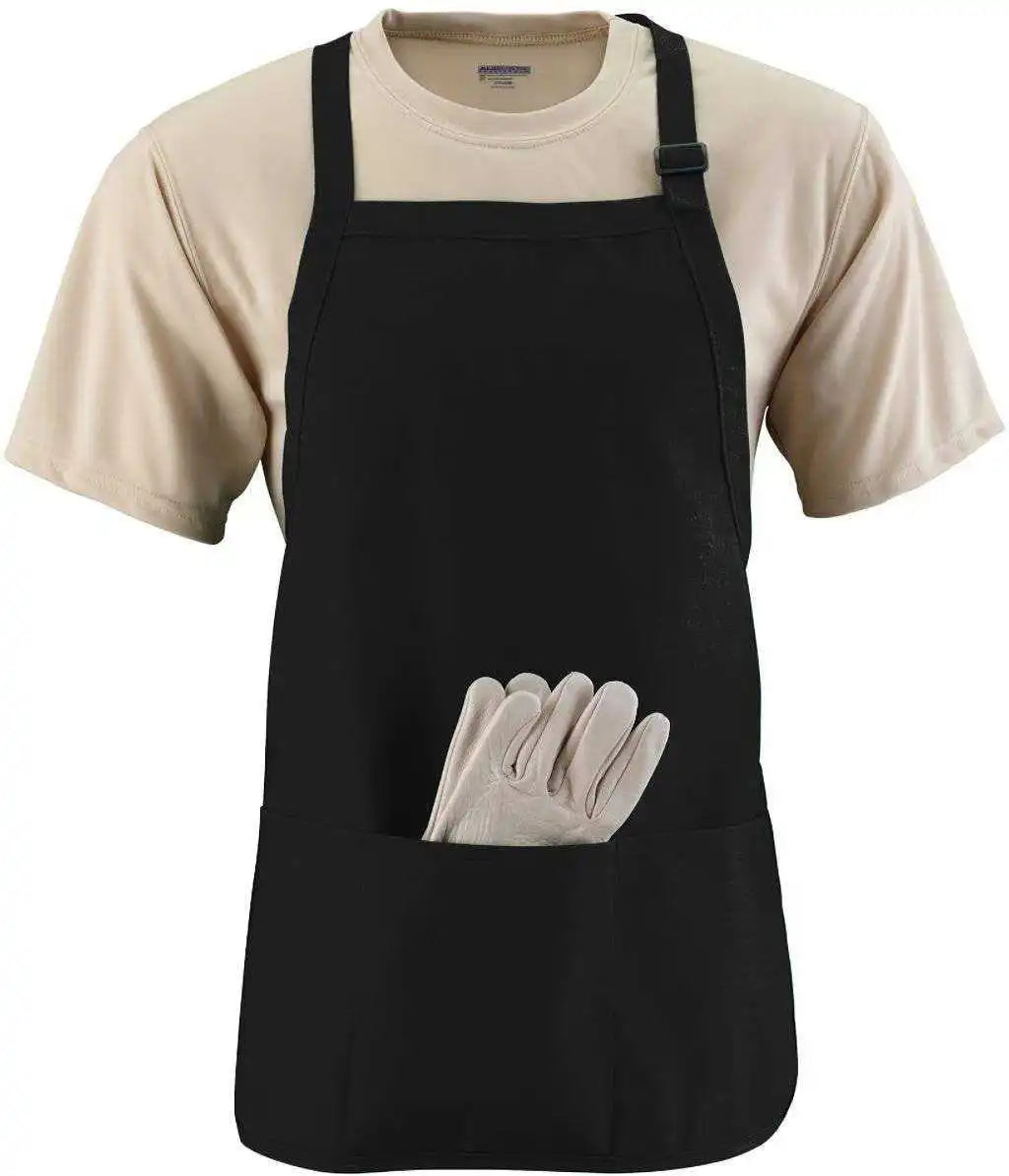 Augusta 4250 Medium Length Apron with Pouch - Black - one Size Fits Most