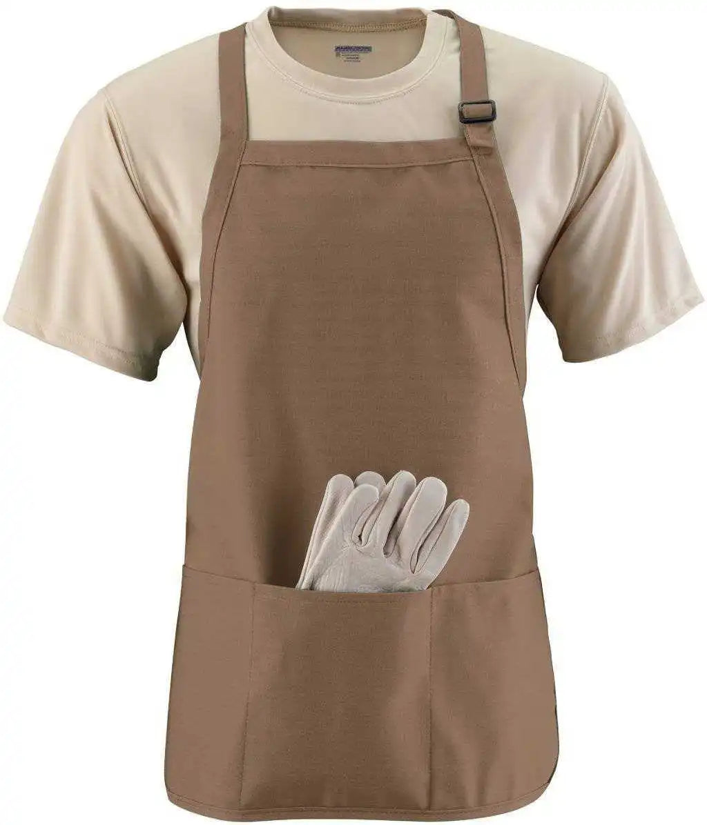 Augusta 4250 Medium Length Apron with Pouch - Khaki - one Size Fits Most