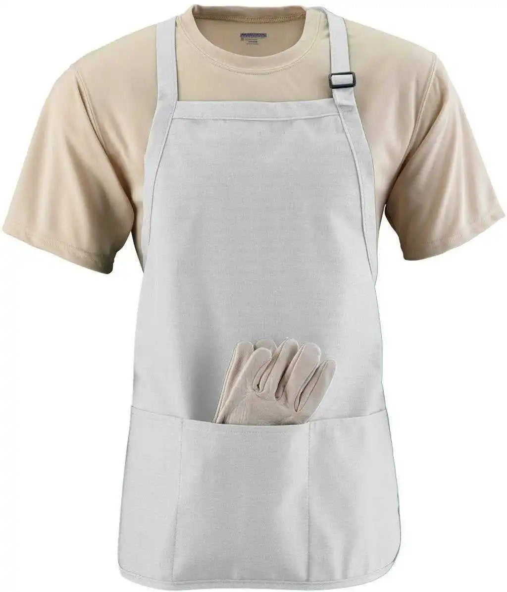 Augusta 4250 Medium Length Apron with Pouch - White - one Size Fits Most