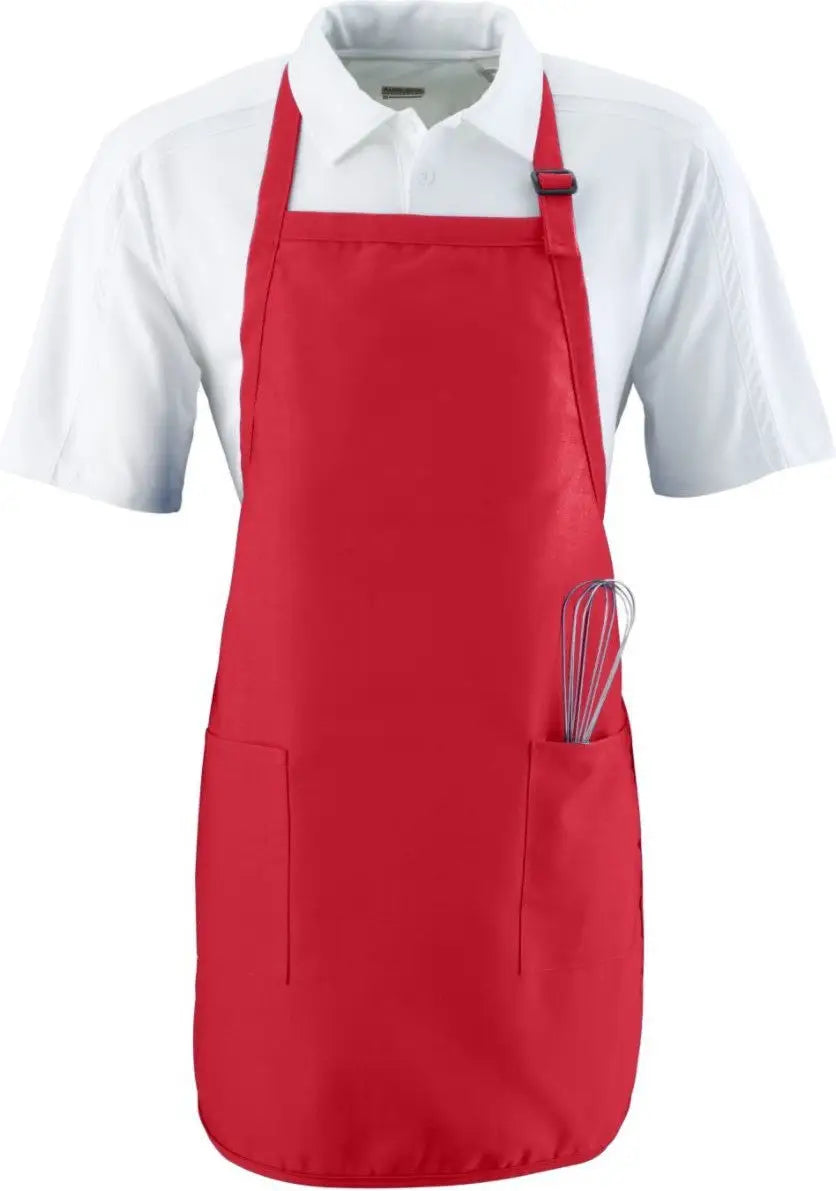 Augusta 4350 Full Length Apron W/ Pkts - Red - one Size Fits Most