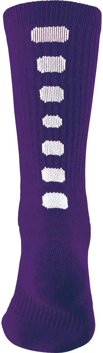 Augusta 6091 Color Block Crew Socks - Purple White - Youth